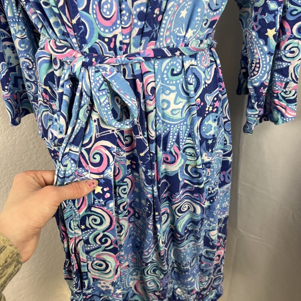 Lilly Pulitzer Blue Floral Robe Intimates Sleepwear - Picture 7 of 16